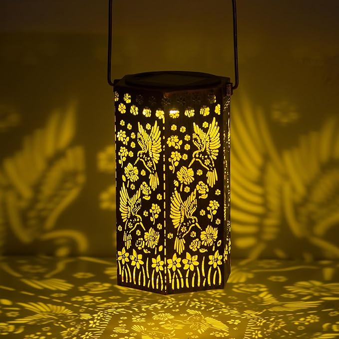 Outdoor Lanterns Hummingbird Gift for Women/Mom/Grandma/Sister, Solar Lanterns Outdoor Waterproof Butterfly, Garden Decor,Christmas, Mother's Day, Thanksgiving Gifts, Solar Decoration for Yard, Patio