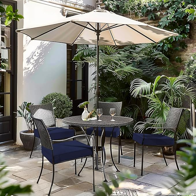 Favoyard Patio Chair Cushions 17 x 16 x 2 Inch Waterproof Outdoor Seat Cushions for Patio Furniture 3-Year Color Fastness Garden Sofa Couch Pads with Handle & Adjustable Straps Set of 2, Blue