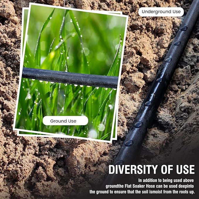 Soaker Hose 50ft for Garden Beds, Drip Irrigation Hose Saves 80% Water, Leak Proof Sprinkler Hose For Garden, Lawn, Flower Bed, Vegetable Field (50FT)