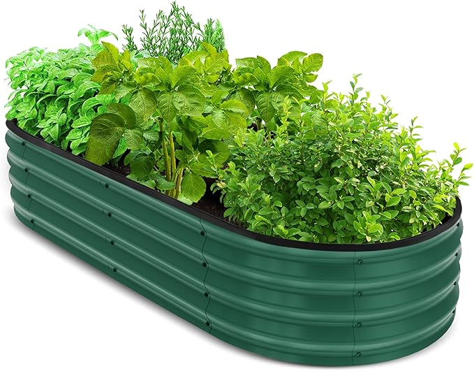 Utopia Home Galvanized Raised Garden Bed, 4 by 2 by 1 feet Lightweight Planter Boxes Outdoor with Easy Assembly, Large Garden Bed for Vegetables, Fruits, Flowers, Green