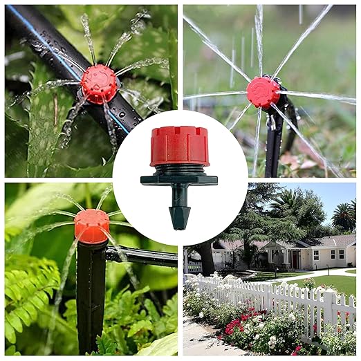 JOPARY 100FT PVC Hose DIY Automatic Flower Waterer Drip Irrigation Kit,Balcony Flower Pot Watering, Smart Watering Drip Irrigation, Irrigation Tubing Hose Adjustable Nozzle Emitters Barbed Fittings