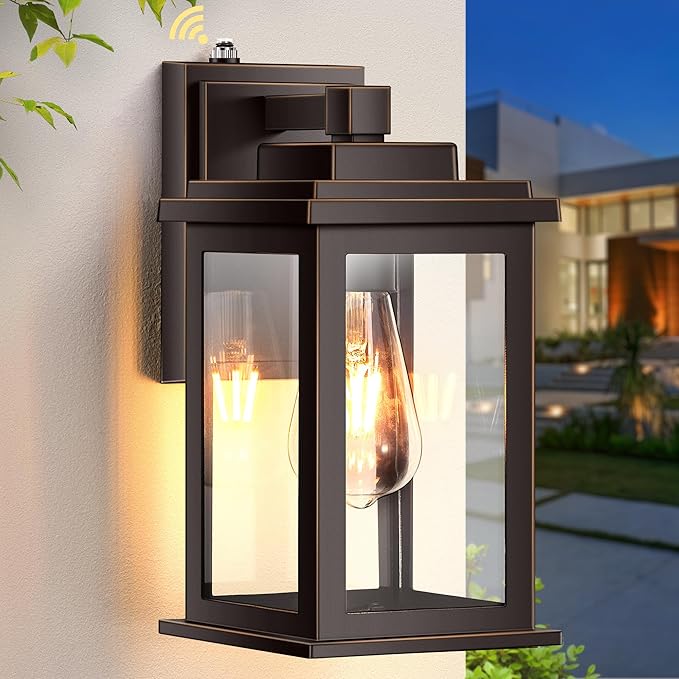 VIANIS Oil Rubbed Bronze Dusk to Dawn Outdoor Lights, Anti-Rust Aluminum Outside Lights for House, Modern Waterproof Hardwired Outdoor Wall Sconce for Porch, Garage, Front Door, Easy-to-Install