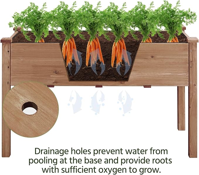 Yaheetech 1pc Raised Garden Bed 48x24x30in Elevated Wooden Horticulture Planter Box with Legs Standing Growing Bed for Gardening/Backyard/Patio/Balcony, Dark Brown