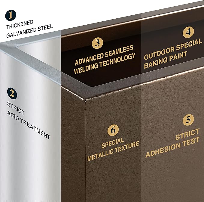 Metallic Heavy Planter for Outdoor Plants, 38Lx10Wx30H Inches Tall and Long Metal Divider Planter Box for Outside & Indoor, No Assembly Required (Espresso)