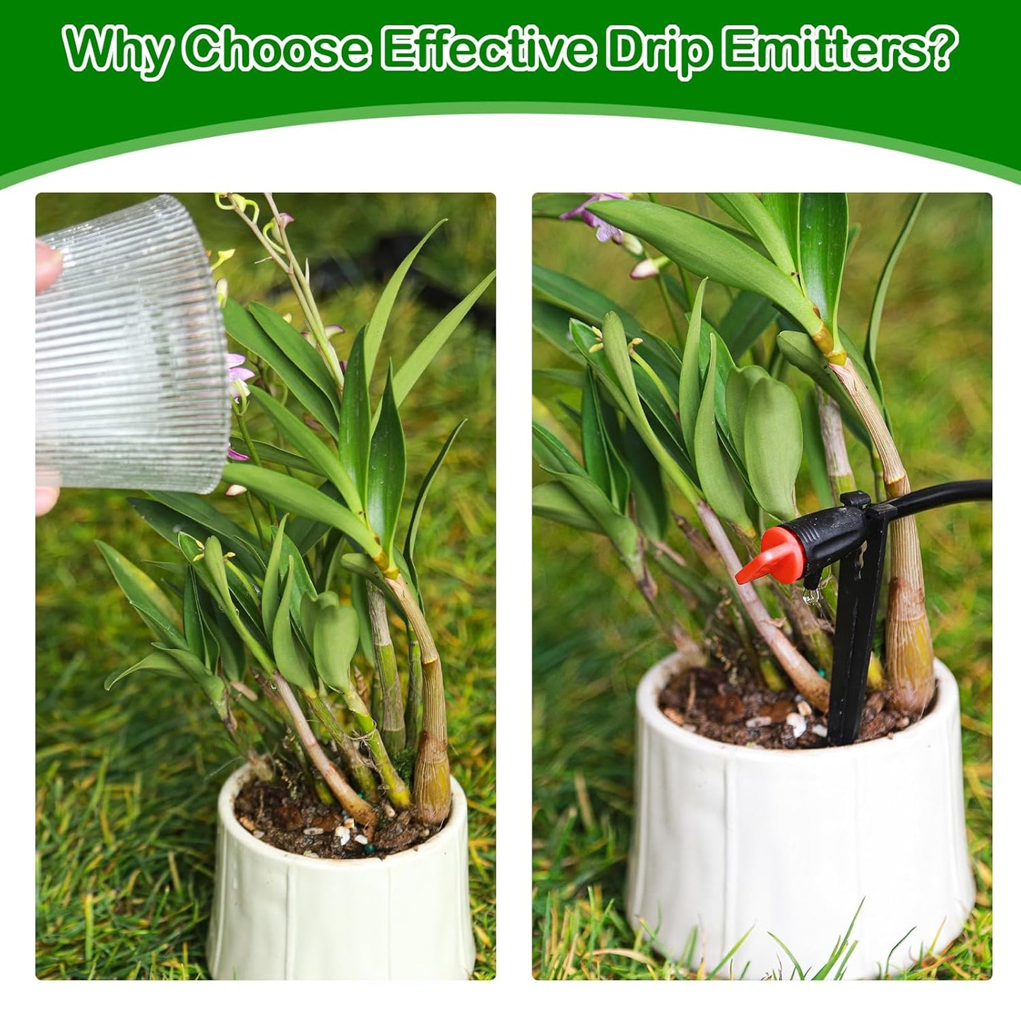 Garden Irrigation Dripper for 1/4" Drip Irrigation Tubing, 35 Pack Adjustable Drip Emitters Succulent Micro Watering Dripper for Individual Shrubs and Trees Irrigation System