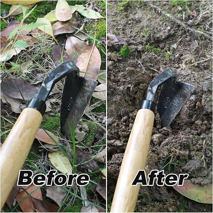 Japanese Weeding Sickle Hand Sickle，Hoe Gardening Tools for Weeding and Cultivating Weed Remover Tool High-Carbon Steel with Hard Solid Wood Handle Very Sharp (Wooden Handle)