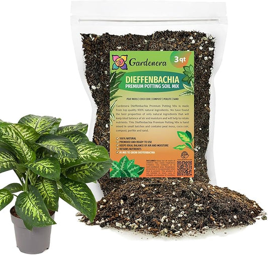 Premium Dumb Cane Potting Soil Mix - Ideal Blend for Growing Robust and Healthy Dumb Cane Plants - 3 Quart
