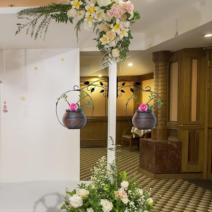 3 Leaves Style Metal Hanging Plant Brackets 12 inches x 7.5 inches, Pack of 2, Wall Mount Plant Hangers, Planter Hooks for Flower Baskets, Bird Feeders in Corridor/Patio/Porch/Garden