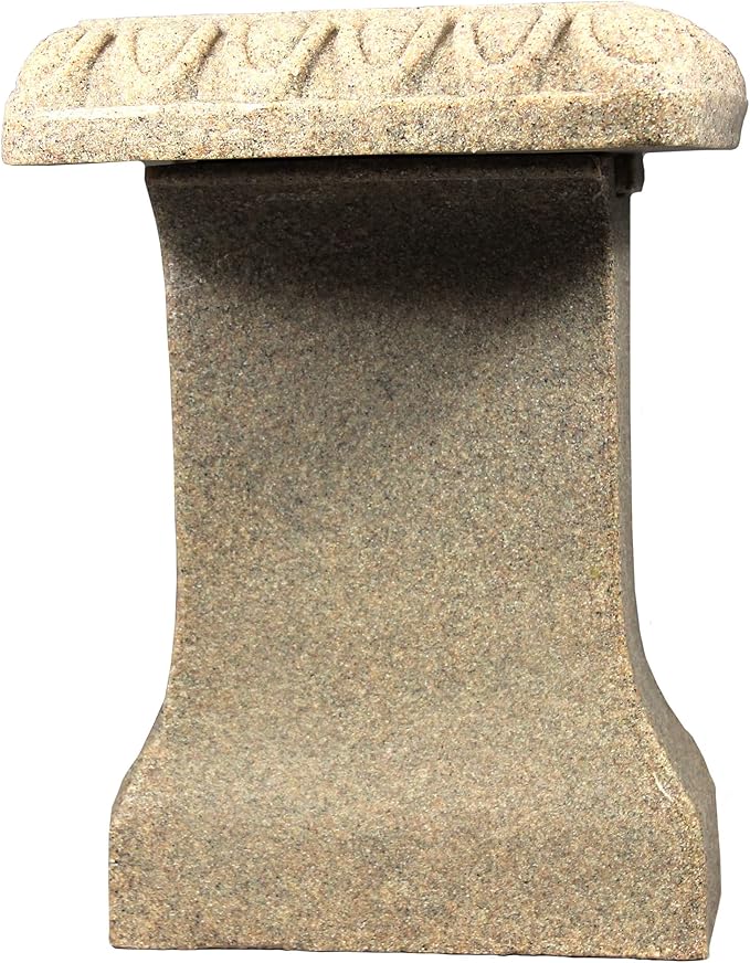 EMSCO Group 2306-1AZ Garden Bench – Natural Sandstone Appearance – Made of Resin – Lightweight – 12” Height