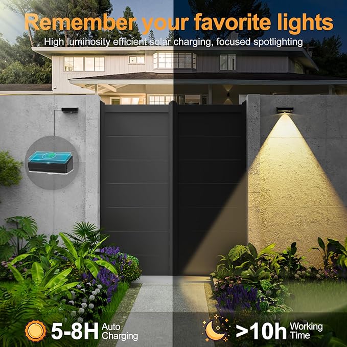 Solar Fence Lights,Fence Lights Solar Powered Waterproof IP65 Multicolor Led 12 Fixed Colors ＆RGB Color Changing for Pool, Deck, Patio, Porch, Stairs, Holiday(8)