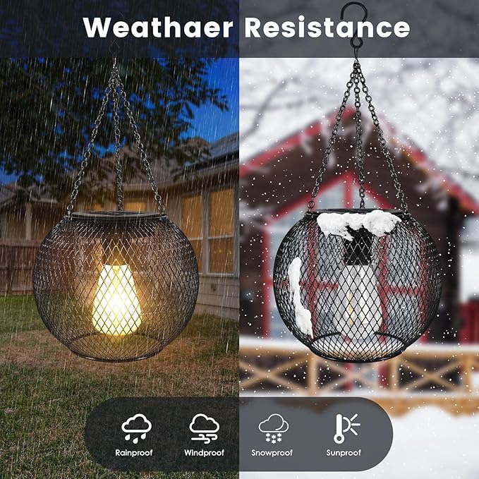pearlstar Solar Lanterns Outdoor,Upgraded Solar Lights for Outside Decorative Outdoor Hanging Lights Waterproof Solar Lantern Lighting for Yard Garden Patio Pathway Tree,2 Pack