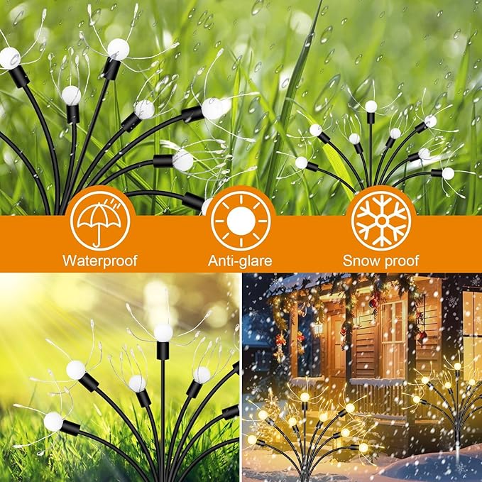 Solar Garden Lights 4 Pack - Outdoor Waterproof Decorative Fairy Lights for Yard, Pathway, Flowerbed, Balcony, Patio & Garden Decor