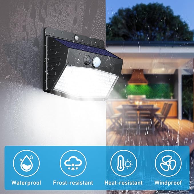 [6 Packs] Solar Lights Outdoor Motion Sensor Solar Security Lights Waterproof with 3 Lighting Modes Solar Powered Wall Lights Outside for Garden Fence Yard Deck