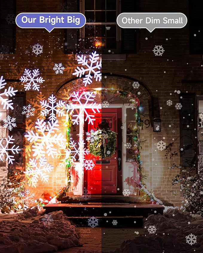 Double Head Christmas Snowflake Outdoor Projection Light,Waterproof Christmas Lights, 180°Rotation Christmas Lights Outdoor, Suitable for Indoor Holiday Christmas Garden Patio Decorations (L)