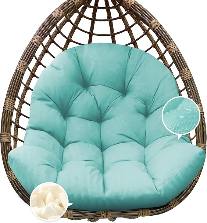 Egg Chair Cushion Replacement, Waterproof Outdoor Hanging Egg Chair Cushion Hammock Swing Chairs Cushions Pads, U-Shaped Thickened Cushions for Hanging Eggs Chairs, 47x33x7 Inches (Teal)