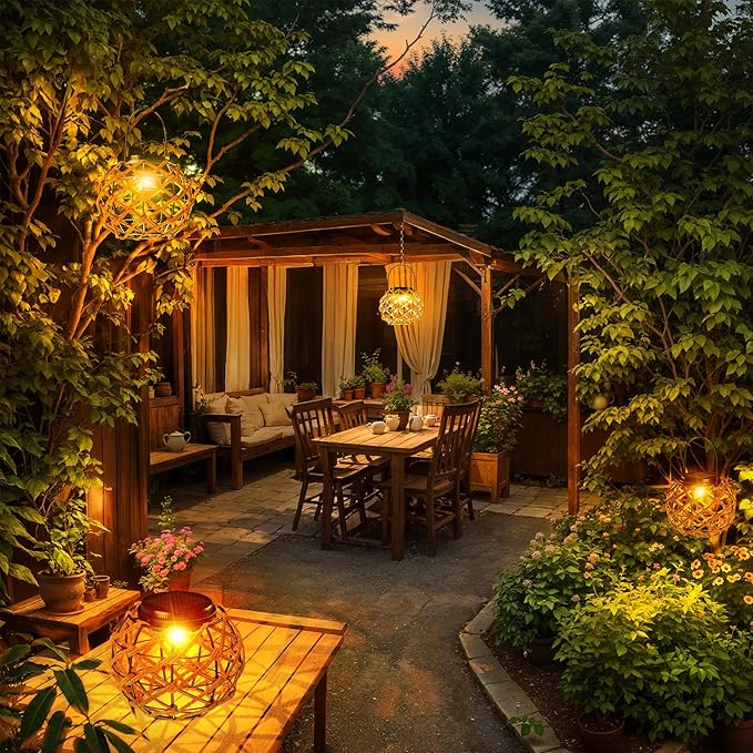 JSOT Solar Hanging Lights - Outdoor Lanterns Solar Light for Outside Hanging Lanterns Decorative Gifts for Women Front Porch Patio Yard Garden Tree Warm White 1 Pack