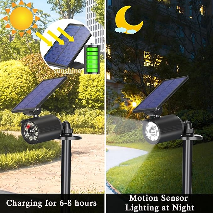 Solar Lights Outdoor Motion Sensor Flood Lights IP67 Waterproof 3600mAh Security Light for Front Door,Garage, Driveway, Yard, Deck(2pack)