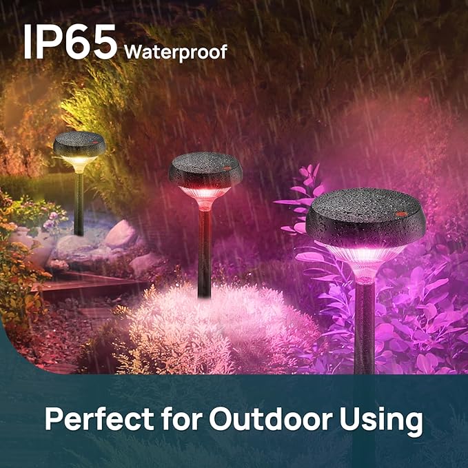 Linkind Solar Pathway Lights 8 Pack, Color Changing Halloween Decorations Outdoor Waterproof, Multicolor+Warm/Cool White Solar Lights for Walkway Pathway Yard Garden Landscape