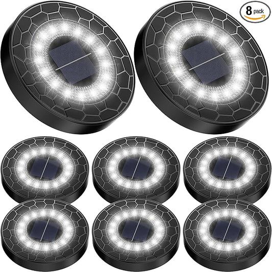NFESOLAR Solar Ground Lights Outdoor 8 Pack, IP68 Waterproof Flat Solar Outdoor Lights for Garden, Bright Solar Powered Landscape Lighting for Yard Lawn Patio Driveway Walkway Decor (White)