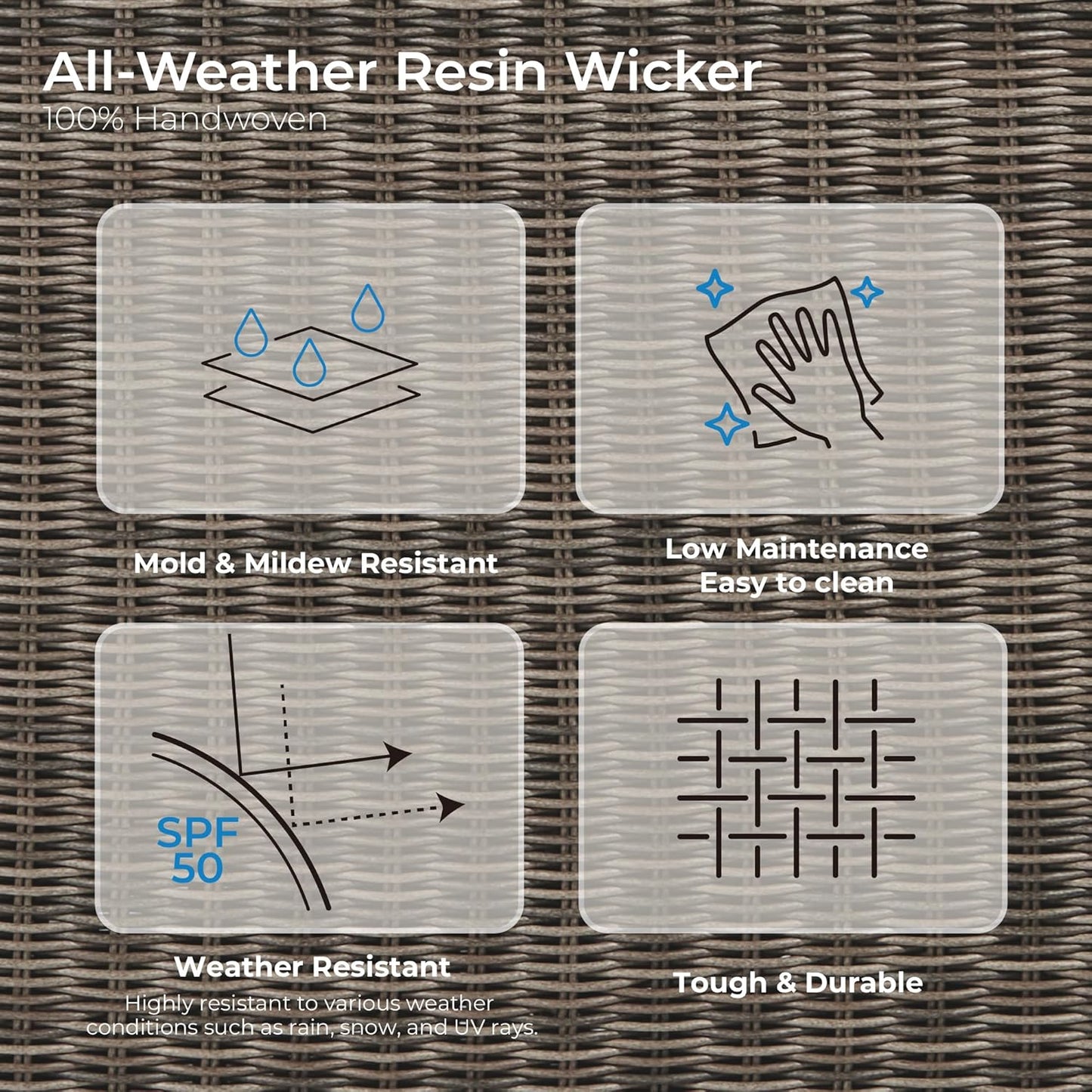 CHITA Patio Wicker 360° Swivel Chair with Removable Cushion, Backyard Rattan Chair for Sunrooms, Patios, Decks, Fully Assembled(Gray Cushions with Brownish Gray Wicker)