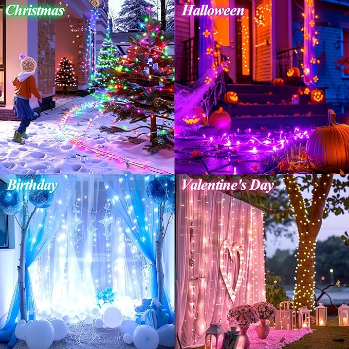 LitHome 164ft 500 Led Color Changing Christmas String Lights 35 Colors RGB Christmas Lights with Remote Timer,Dimmable Led String Light Outdoor Plug in,Xmas Tree Light for Indoor Party Halloween Decor
