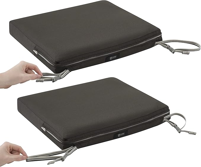 Classic Accessories Ravenna Water-Resistant 17 x 15 x 2 Inch Patio Seat Cushion, Espresso