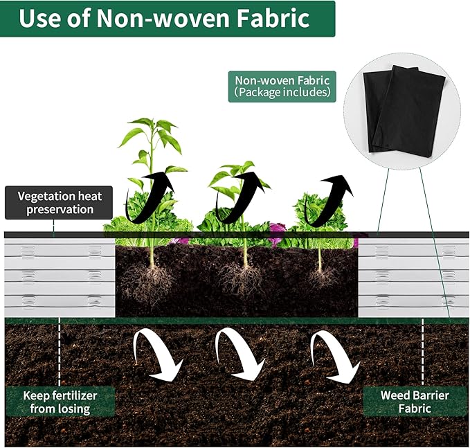 POTEY Galvanized Raised Garden Bed 2Pcs, Metal Planter Boxes Outdoor for Vegetables Flowers Herb, Oval Large Planter Raised Beds Kit with Weed Barrier Fabric and Soil Ventilation Holes (5.7L*1.7W FT)