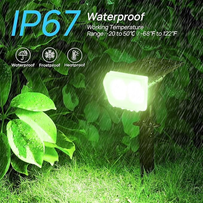 Consciot Solar Spot Lights Outdoor, 30 LED Waterproof Color Changing Solar Spotlight, 2 in 1 Adjustable Wall Lights, 10 Colors, Dusk-to-Dawn Solar Landscape Spotlights for Garden Yard Walkway, 6 Pack