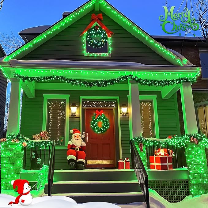 JMEXSUSS 500 LED Green St Patricks Day Lights, 8 Modes Christmas Lights Outdoor Plug in, 173ft Green String Lights for Christmas Party Xmas St Patricks Day Decorations