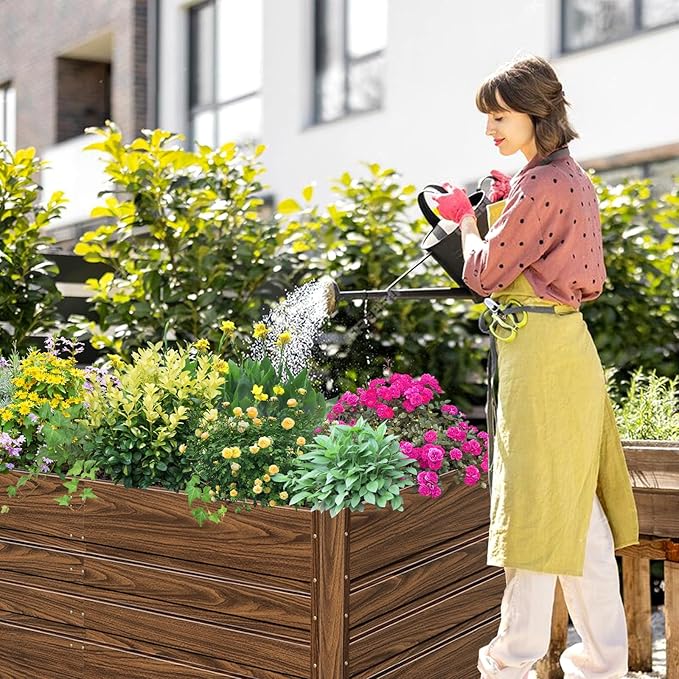 SnugNiture 4x2x2FT Raised Garden Bed Galvanized Planter Garden Boxes Outdoor, Deep Root Planter Raised Bed for Vegetables Flowers Herbs,Brown