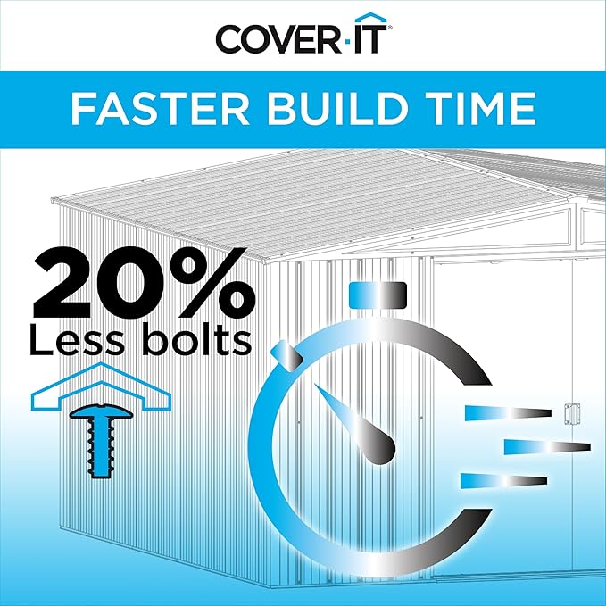 Cover It 6' x 4' Galvanized Steel Outdoor Storage Shed with Pent Roof and Lockable Sliding Doors, Weather-Resistant Steel Storage Shed for Backyards, Tan