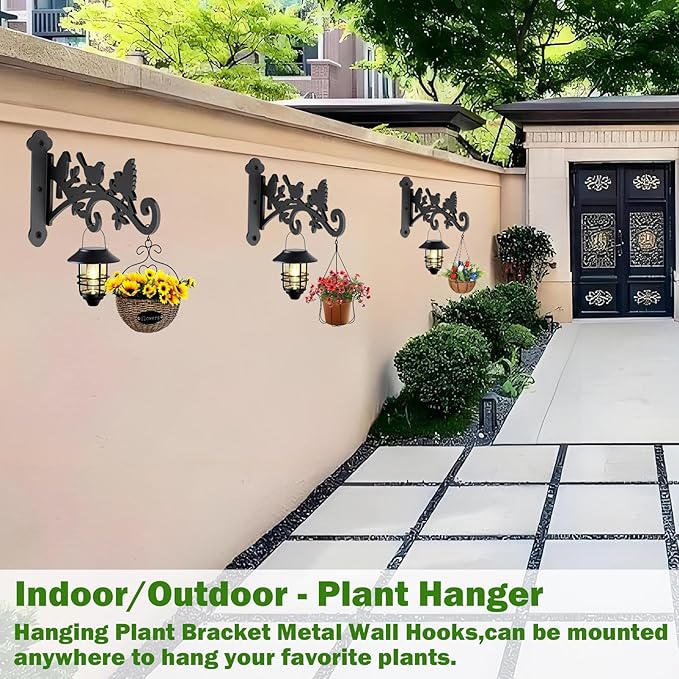 2 Pack Hanging Plant Hanger Outdoor 12-in Bird Feeder Wall Hooks - Heavy Duty Metal Plant Bracket Hook for Hanging Flower Baskets,Wind Chime