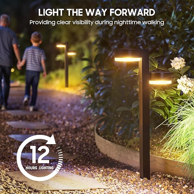 Solar Pathway Lights Outdoor, 6 Pack Dual-Head Solar Lights Outdoor Waterproof Super Bright Up to 12Hrs, Auto On/Off Garden Light for Yard Patio Path Walkway Driveway Outside Decor