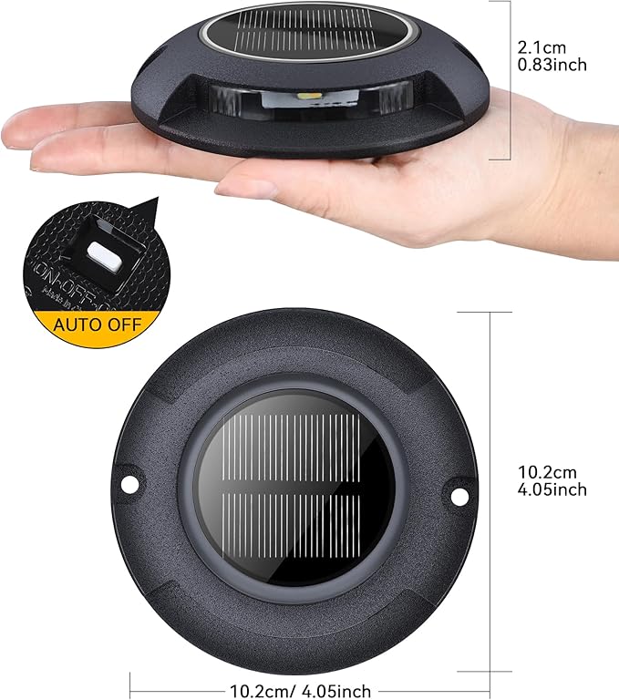 Solar Deck Driveway Lights, 4 Pack Solar Dock Lights Outdoor Waterproof IP68, 2 Colors in 1 Driveway Marker for Warning Stair, Sidewalk, Pathway, Patio, Garden Decor