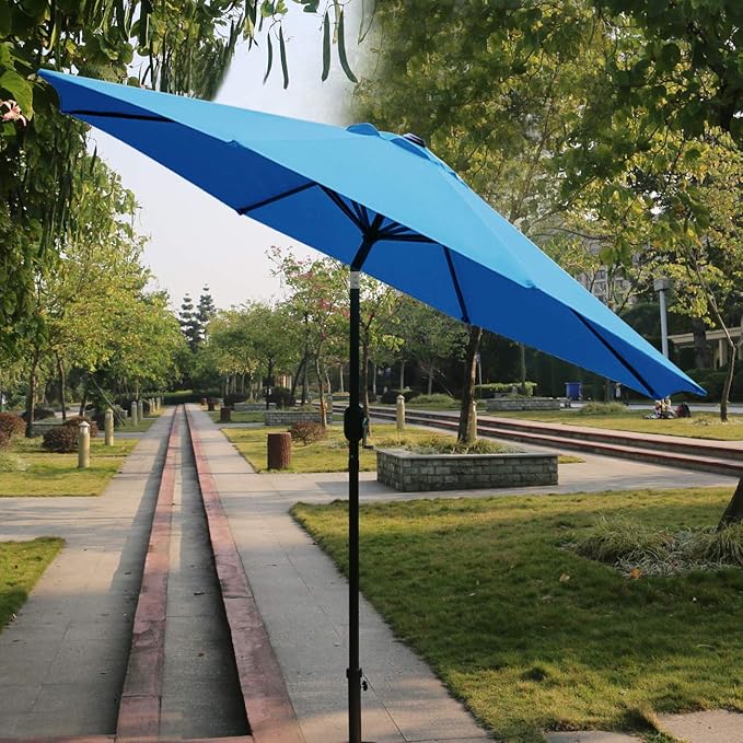 Sunnyglade 9' Patio Umbrella Outdoor Table Umbrella with 8 Sturdy Ribs (Blue)