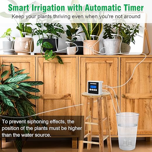 WADEO Automatic Watering System for Potted Plants, Dual Pump Plant Watering System, 15 Potted Automatic Plant Waterer for Indoor, Automatic Drip Irrigation Kit with Digital Programmable Water Timer