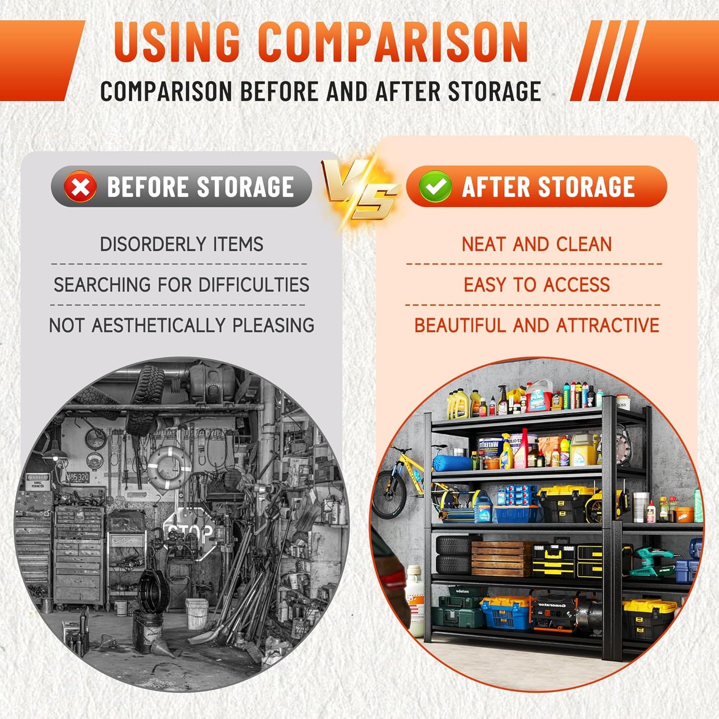 Heavy Duty 5-Tier Shelving Unit 2750LBS Capacity - Adjustable Steel Garage Shelves for Warehouse, Basement Storage(71''H x 39.4''W x 17.7''D)