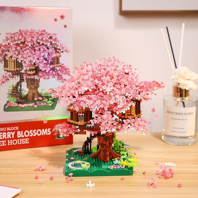 Cherry Blossom Bonsai Tree Mini Micro Building Set, Japanese Sakura Tree House Model Sets for Adults, Flowers House Mini Bricks Building Kit, Creative Gift Toys for Kids 12-14 (2028PCS)