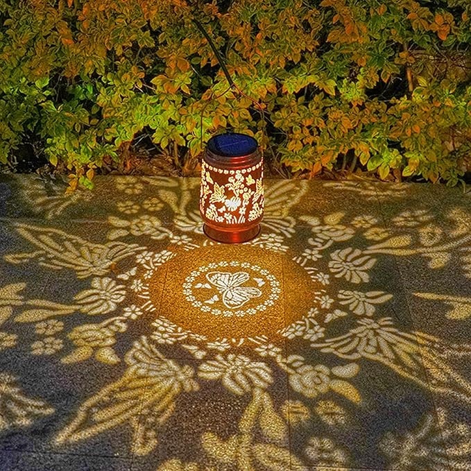 Large Solar Lanterns Outdoor Waterproof Butterfly Birthday Gifts for Women Men, Metal Hanging Solar Lantern Lamp for Yard, Lawn, Patio, Backyard, Garden Decor Outside