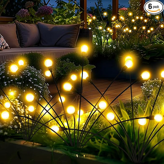 Solar Garden Lights, 60 LED Firefly Garden Lights Solar Outdoor, Solar Lights for Outside Sway by Wind,Solar Lights Outdoor Waterproof for Christmas Yard Patio Pathway Decoration (6 Pack)