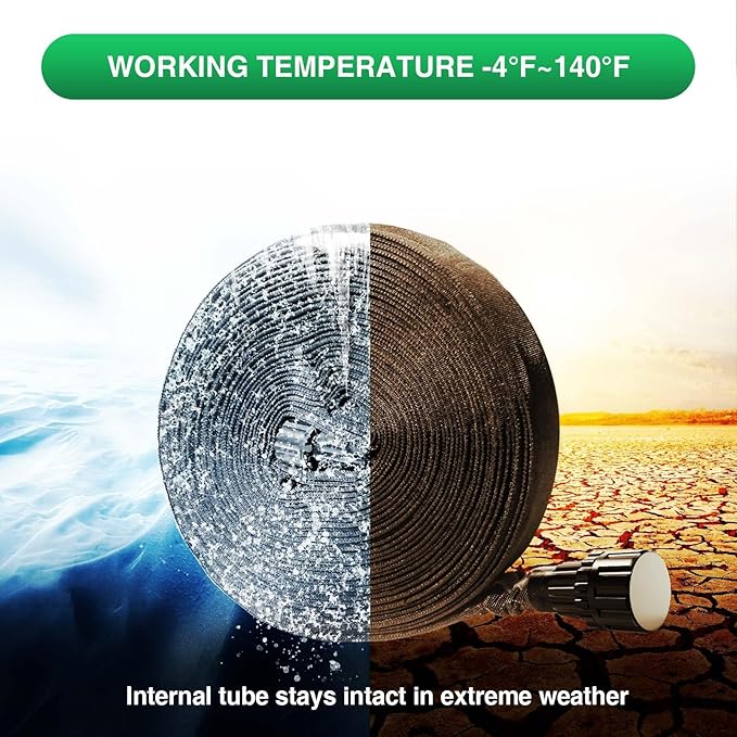 Lefree Soaker Hose 50 FT for Garden Irrigation, Soaker Hose for Lawn and Flower Beds, 2024 Upgraded Flat Soaker Hose Saves 80% Water, Flexible Durable Drip Hose for Trees, Shrubs.(25FT*2Pack)