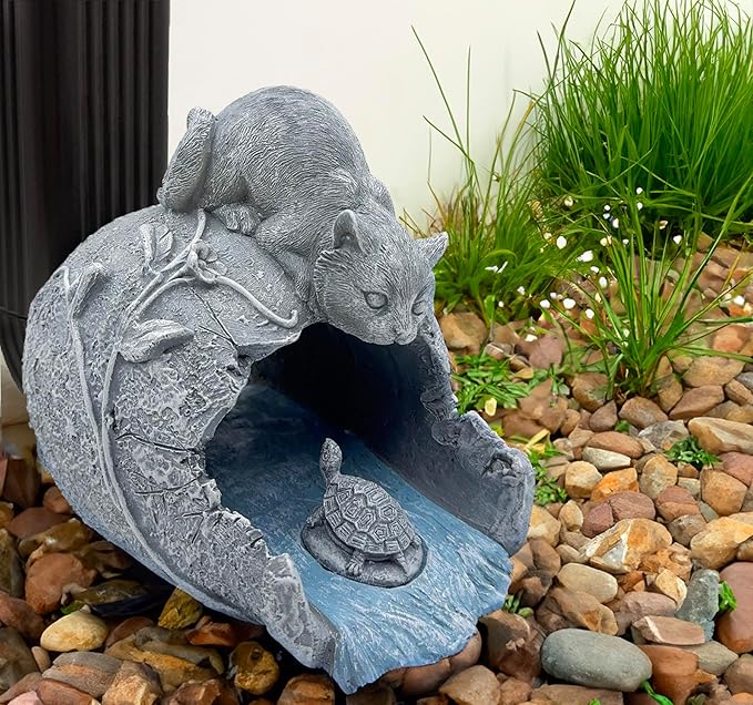 Teaeeno Cat Statues Decor Gutter Downspout Extension Decorative, Animal Statue Outdoor Decor, 3"×4" Rain Gutter Downspout Splash Block, Garden Splash Block Outdoor Sculpture, Rain Downspout Diverter