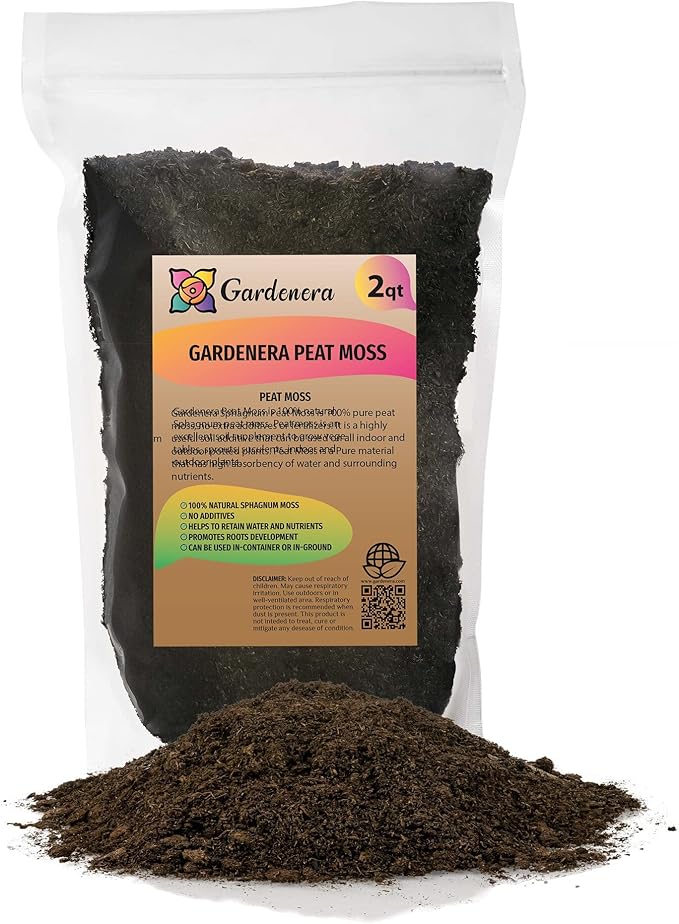 Premium Natural Sphagnum Peat Moss - Gardening Soil Amendment and Carnivorous Plant Soil Media by Gardenera (5 Quart Bag)