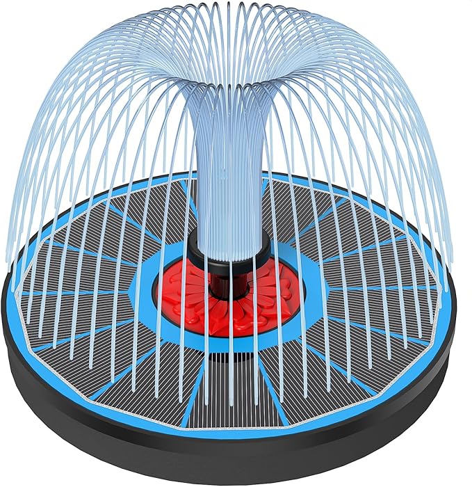 Solar Fountain with Red Flower - Attract Birds - Upgrade 3.5W Solar Bird Bath Fountains, Solar Powered Water Feature Fountain Pump with 7 Nozzles for Hummingbirds, Garden, Pool, and Pond