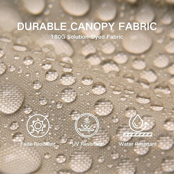 Kingdura 9ft 3-Tier Patio Umbrella, Outdoor Table Umbrella with Easy Crank & Tilt, 8 Reinforced Ribs, UV Protection for Deck, Pool, Market, Backyard (Beige)