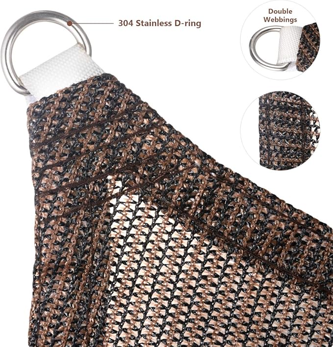 Eden's Decor Straight Flat-Edged Sun Shade Sail Rectangular 9' x 18' Brown UV-Blocking Outdoor Canopy Fabric Cloth Awning for Pergola Patio Garden Backyard Custom Size