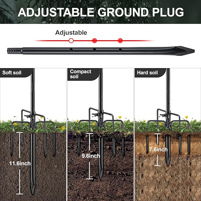 Bird Feeder Pole, 94 Inch & 5/8 Inch Diameter Stainless Steel Heavy Duty Shepherds Hooks for Outdoor to Hang Outdoor Lights with 5 Prongs Base, Rustproof for Garden Decor or Wedding Decors(Black)