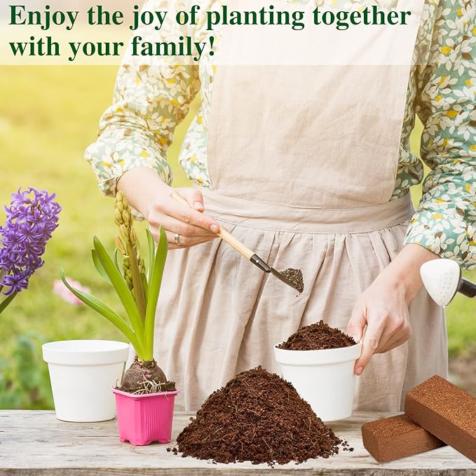 ZeeDix Compressed Coco Coir Brick for Plants, Premium Coconut Coir Bricks Potting Soil Mix, Natural Coconut Husk Coco Peat Brick with Low EC and pH Balance for Gardening Plants Flower Herbs