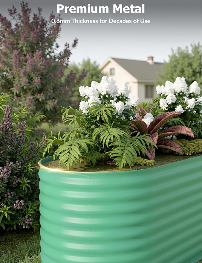 8x2x2ft Raised Garden Bed,Galvanized Raised Planter Boxes Outdoor with Easy Assembly, Large Garden Bed for Vegetables, Fruits, Flower,Raised Garden Bed,Green