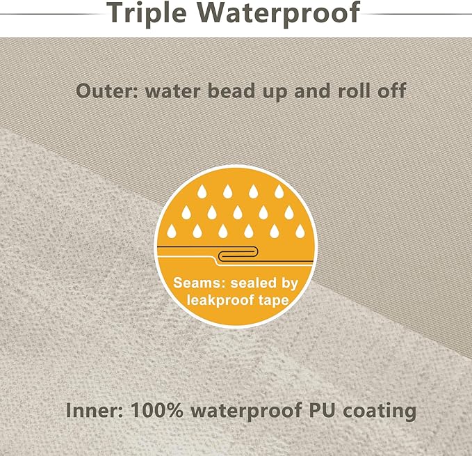 Favoyard Patio Chair Cushions 24 x 24 x 4 Inch Waterproof Outdoor Seat Cushions for Patio Furniture 3-Year Color Fastness Garden Sofa Couch Chair Pads with Handle & Adjustable Straps Set of 2, Beige